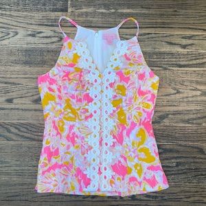 Lilly Pulitzer Pink and Yellow Floral Blouse